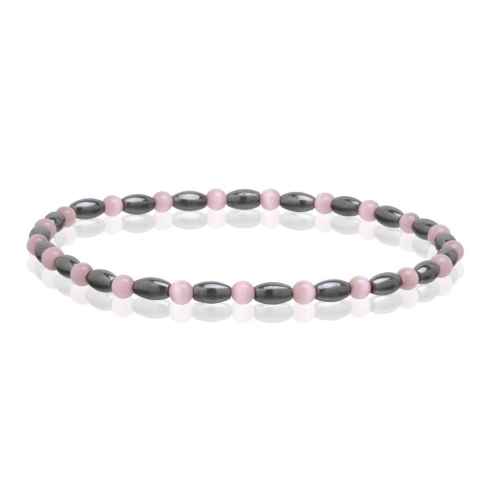 Magnetic Hematite Anklet, Rose Quartz Beaded Gemstone Anklet Stretchable